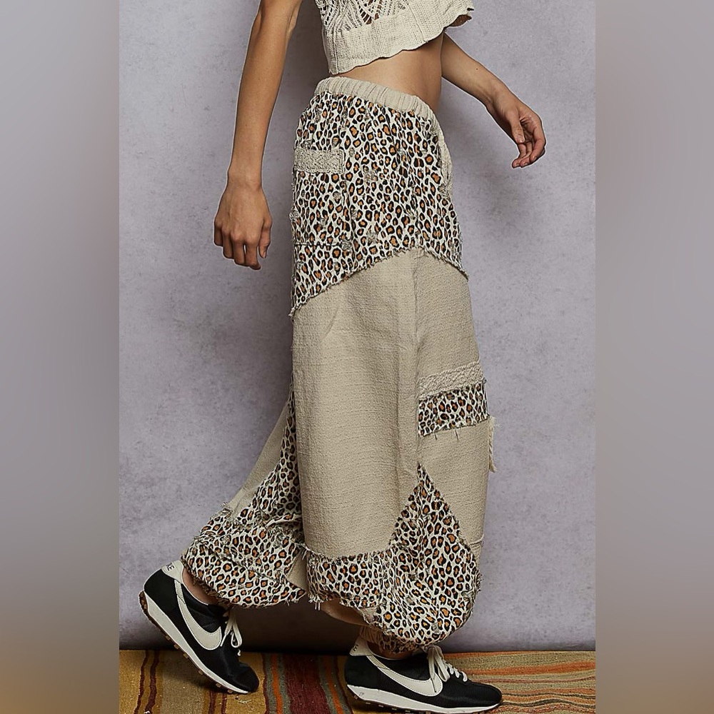 398b. Leopard Print Patchwork Jogger Pants - image 5